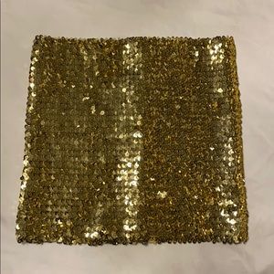 EUC gold sequin top / mini skirt